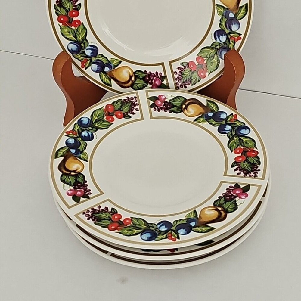 Tabletops Unlimited Tivoli Gardens Bread Dessert Plates 6" set-4 fruit - Picture 3 of 9